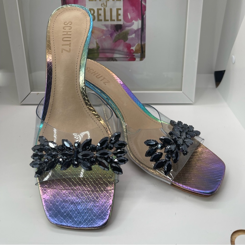 Schultz heels in multi mermaid print
